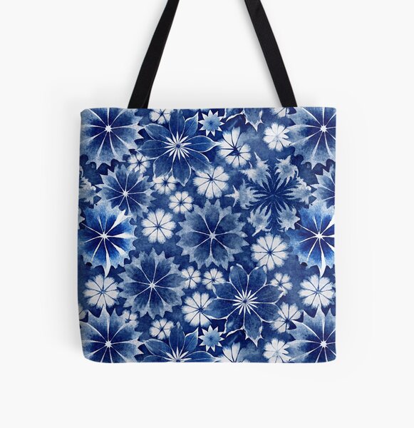 Item preview, Indigo blue Japanese Shibori Pattern floral designed and sold by patterncrow.