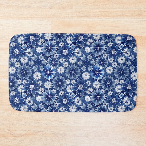 Item preview, Indigo blue Japanese Shibori Pattern floral designed and sold by patterncrow.