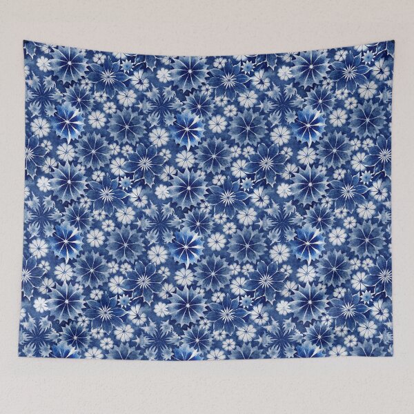 Item preview, Indigo blue Japanese Shibori Pattern floral designed and sold by patterncrow.