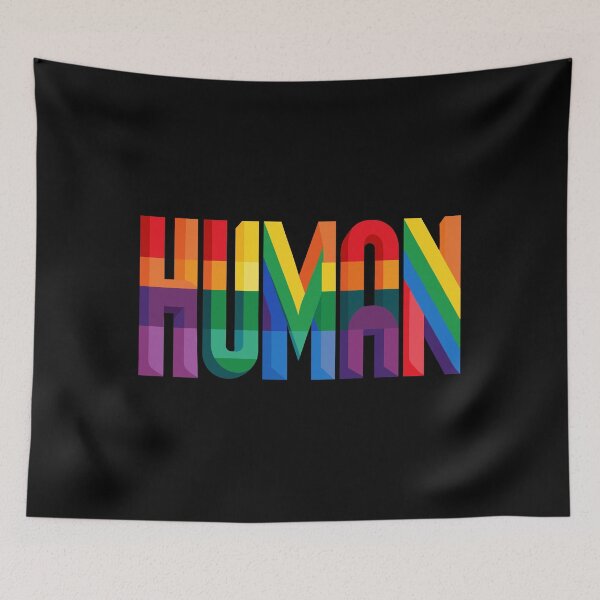 Item preview, Celebrate Pride with Bold "Human" Text in Rainbow Colors designed and sold by overheadclick.