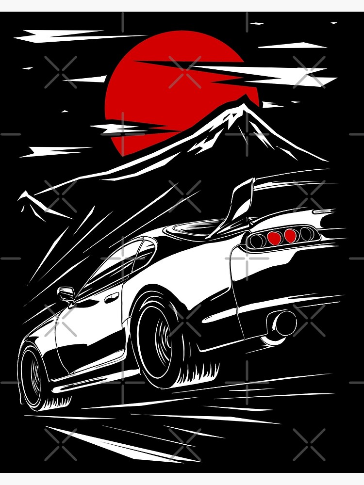 Toyota Supra Mk4, Car Art Print, Car Drawing, Gift for Him, Digital  Download 
