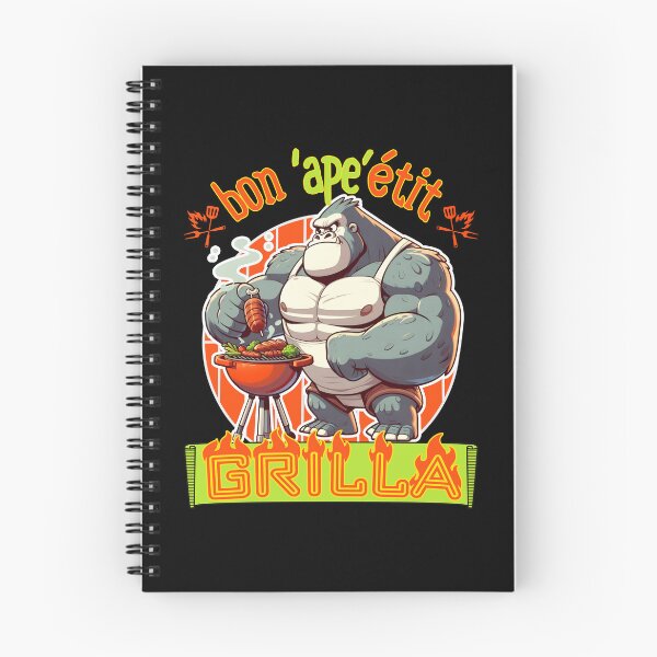 Item preview, Bon 'Ape'etit Grilla Barbecuing Gorilla Funny Cartoon BBQ designed and sold by André Botes.