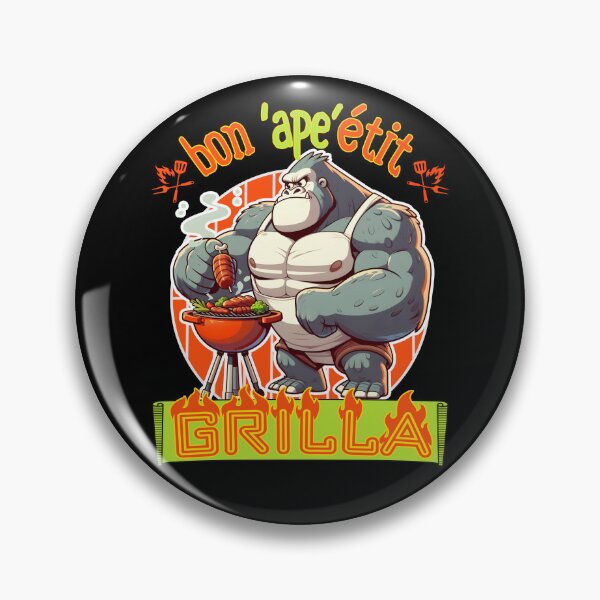 Item preview, Bon 'Ape'etit Grilla Barbecuing Gorilla Funny Cartoon BBQ designed and sold by André Botes.