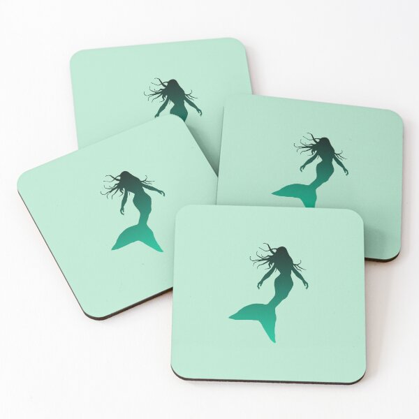 Item preview, Dark Seafoam Green Mermaid Silhouette of Mermaid Swimming designed and sold by Beachy.