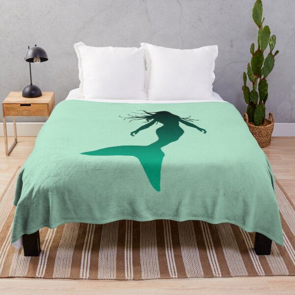 Item preview, Dark Seafoam Green Mermaid Silhouette of Mermaid Swimming designed and sold by Beachy.