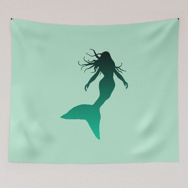 Item preview, Dark Seafoam Green Mermaid Silhouette of Mermaid Swimming designed and sold by Beachy.