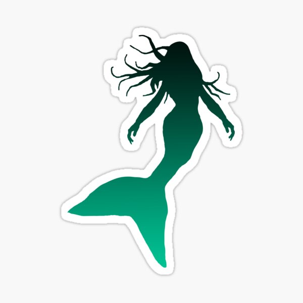 Item preview, Dark Seafoam Green Mermaid Silhouette of Mermaid Swimming designed and sold by Beachy.