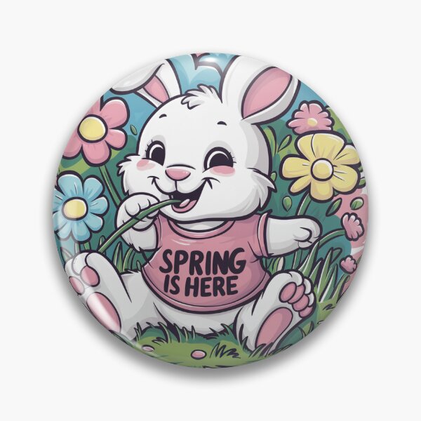 Item preview, La primavera está aquí: lindo conejo blanco comiendo una flor designed and sold by wackodesign.
