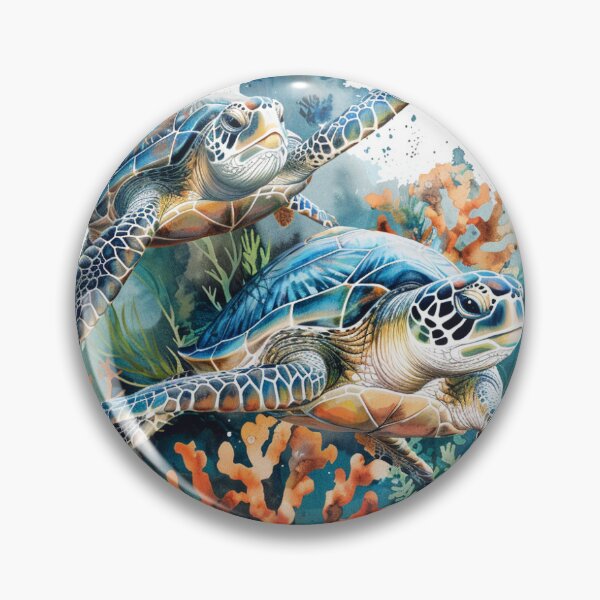 Item preview, Beautiful richly colored sea turles in coral. designed and sold by tamoora.