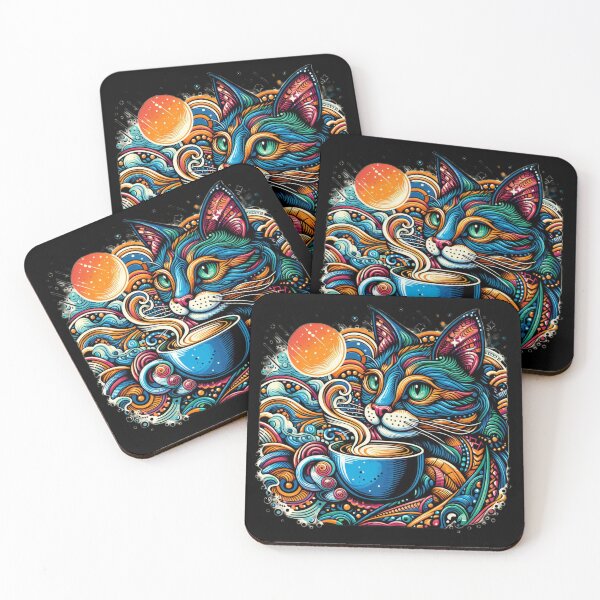 Item preview, Cat & Coffee Vintage Artistic designed and sold by SilverLook48.