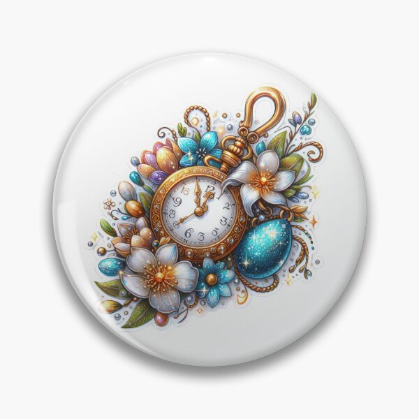 Item preview, clock and flowers Easter cute sticker designed and sold by Expressions-Sel.