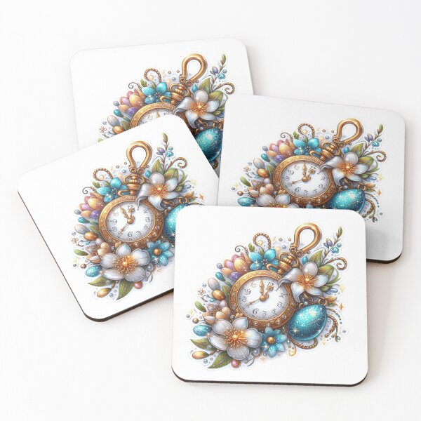 Item preview, clock and flowers Easter cute sticker designed and sold by Expressions-Sel.