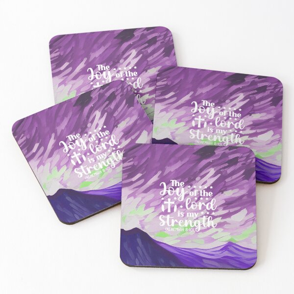 Item preview, Bible verses about strength - Nehemiah 8:10 - Preppy Violet Mountains Art designed and sold by SpartanDStore.