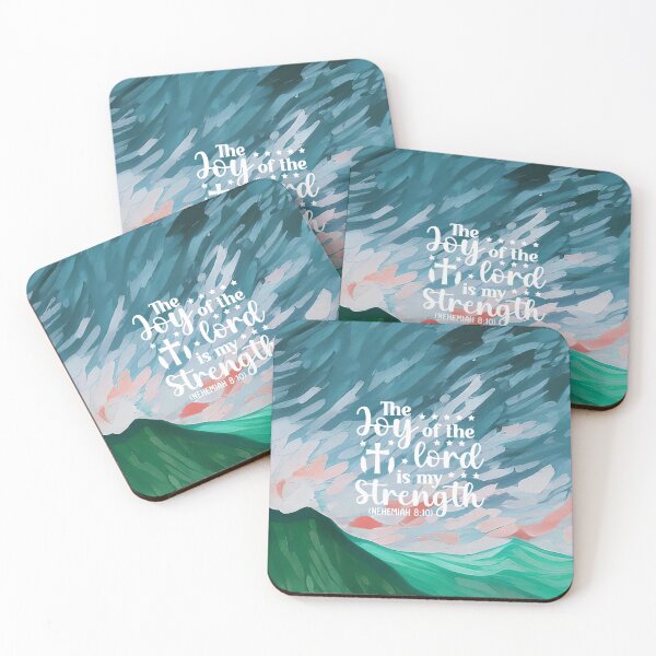 Item preview, Bible verses about strength - Nehemiah 8:10 - Preppy Turquoise Mountains Art designed and sold by SpartanDStore.
