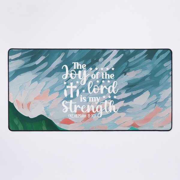 Item preview, Bible verses about strength - Nehemiah 8:10 - Preppy Turquoise Mountains Art designed and sold by SpartanDStore.