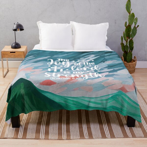 Item preview, Bible verses about strength - Nehemiah 8:10 - Preppy Turquoise Mountains Art designed and sold by SpartanDStore.
