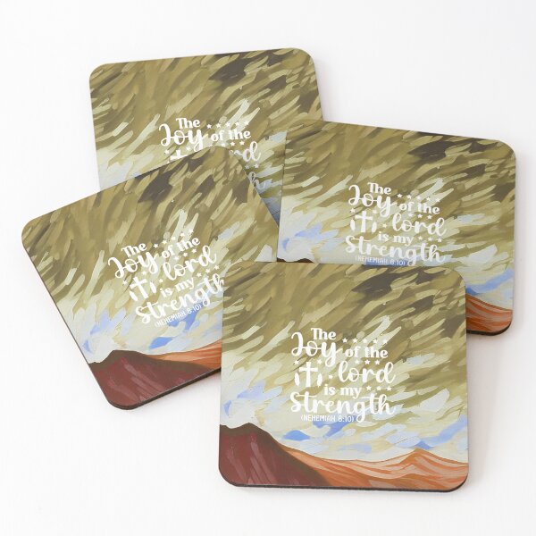 Item preview, Bible verses about strength - Nehemiah 8:10 - Preppy Ochre Mountains Art designed and sold by SpartanDStore.