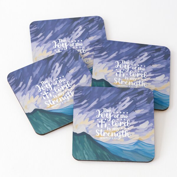 Item preview, Bible verses about strength - Nehemiah 8:10 - Preppy Blue Mountains Art designed and sold by SpartanDStore.