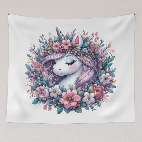 Item preview, unicorn with flowers Easter cute sticker designed and sold by Expressions-Sel.
