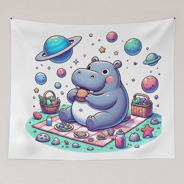 Item preview, Cosmic Hippo: A Surreal Picnic in Space designed and sold by 0penvimark.