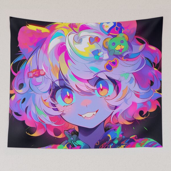 Item preview, Vibrant Psychedelic Joyful Anime Girl designed and sold by bubblegoth.