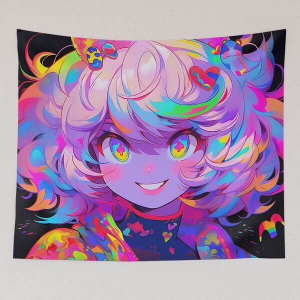 Item preview, Effervescent Colorful Jubilant Anime Girl designed and sold by bubblegoth.