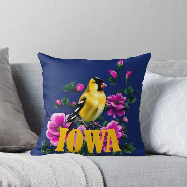 Item preview, Goldfinch Surrounded By Pink Wild Roses Iowa designed and sold by taiche.