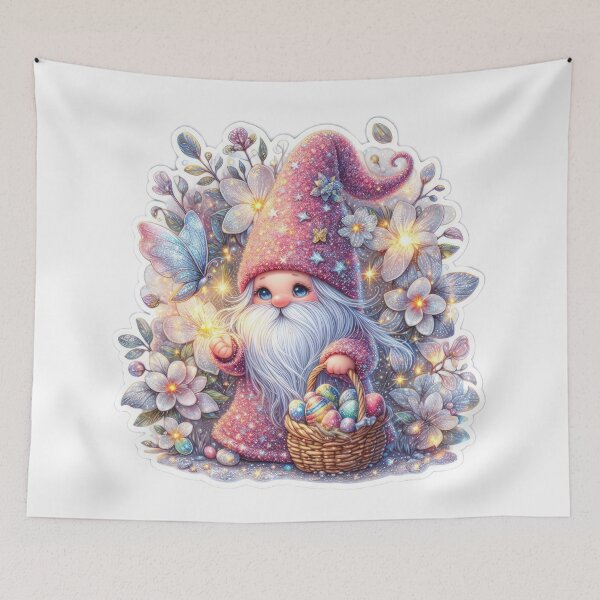 Item preview,  gnome with flowers Easter cute sticker designed and sold by Expressions-Sel.