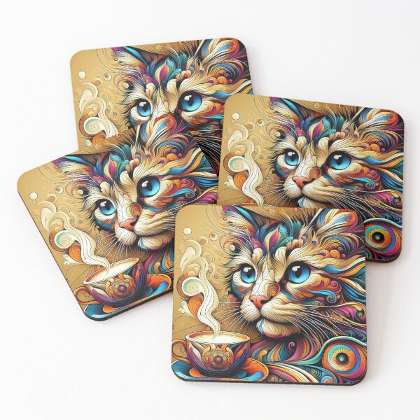 Item preview, Cat Drink Coffee Vintage Artistic designed and sold by SilverLook48.