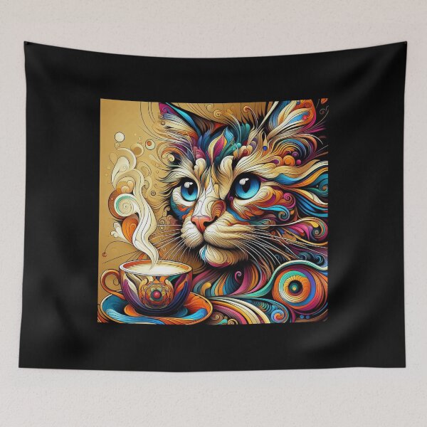 Item preview, Cat Drink Coffee Vintage Artistic designed and sold by SilverLook48.