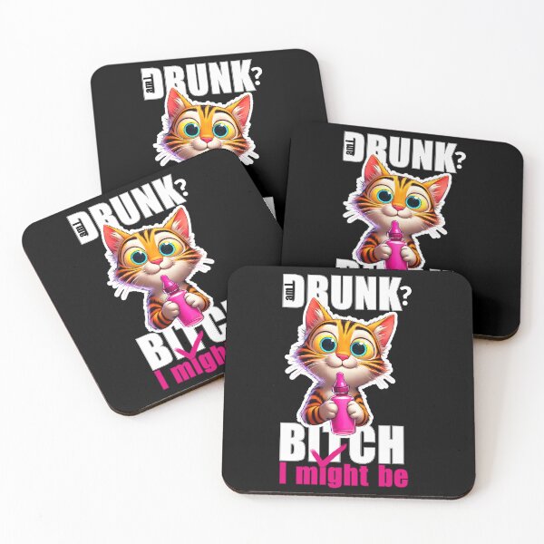 Item preview, Am I Drunk i might be , pink cat designed and sold by Ninja-Cat-Corp.
