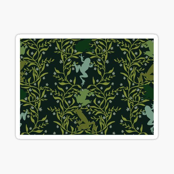 Item preview, Simplified Frogs and Flowers Damask Pattern - Dark designed and sold by GenAumonier.