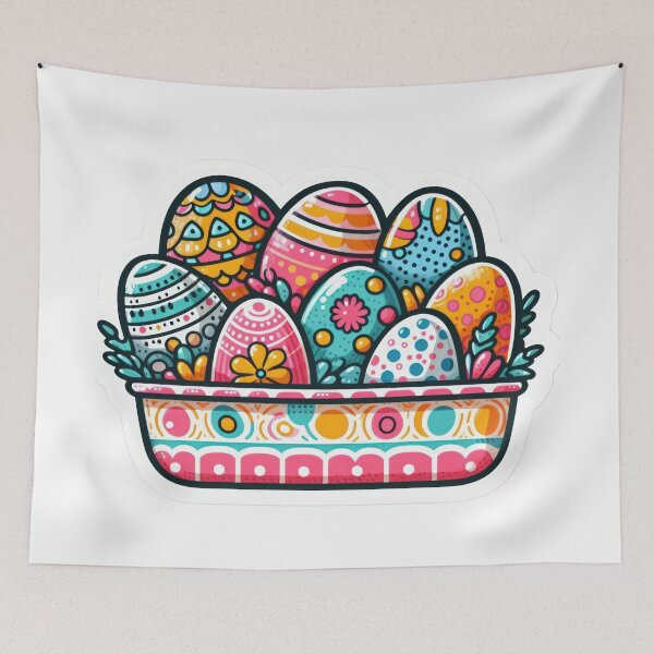 Item preview,  plate of Easter eggs Easter cute sticker designed and sold by Expressions-Sel.