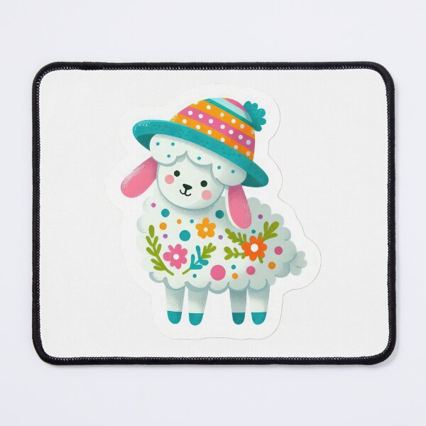 Item preview, lamb with flowers Easter cute sticker designed and sold by Expressions-Sel.