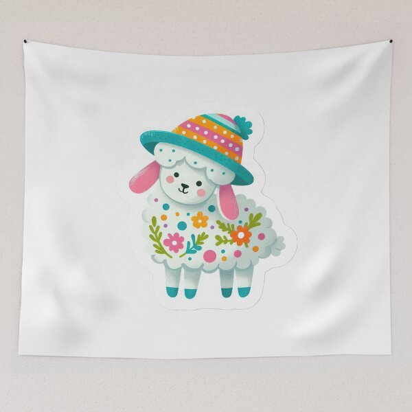 Item preview, lamb with flowers Easter cute sticker designed and sold by Expressions-Sel.