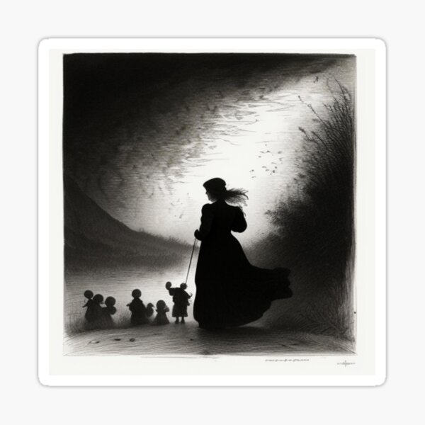 Item preview, a lady and her little ones designed and sold by T-D-R.