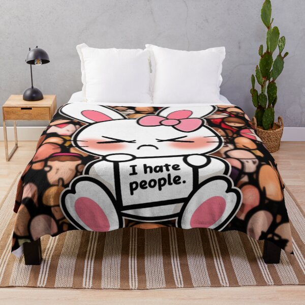 Item preview, I Hate People - Cute Girl Rabbit with Attitude - Funny Design Image designed and sold by HeavyHits.