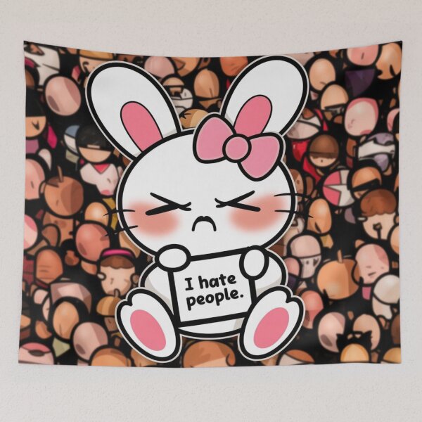 Item preview, I Hate People - Cute Girl Rabbit with Attitude - Funny Design Image designed and sold by HeavyHits.