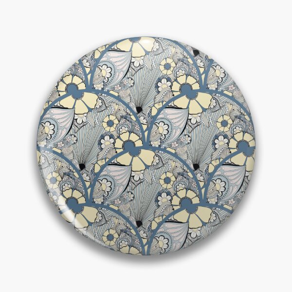 Item preview, French Country Florals Tangle Yellow Art Deco Scallop designed and sold by Triplicate Limited.