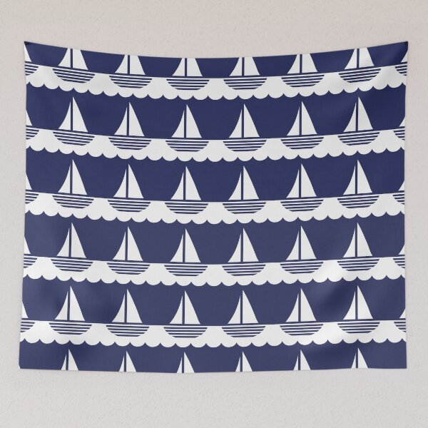 Item preview, Nautical Sailboat Pattern Blue and White designed and sold by tonymagnerart.