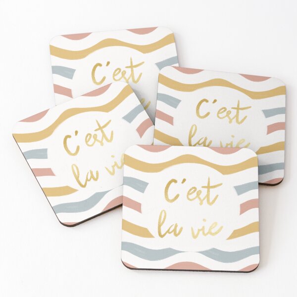 Item preview, C'est la vie positive vibes wavy pastel stripes  designed and sold by TinyFlowerArt.