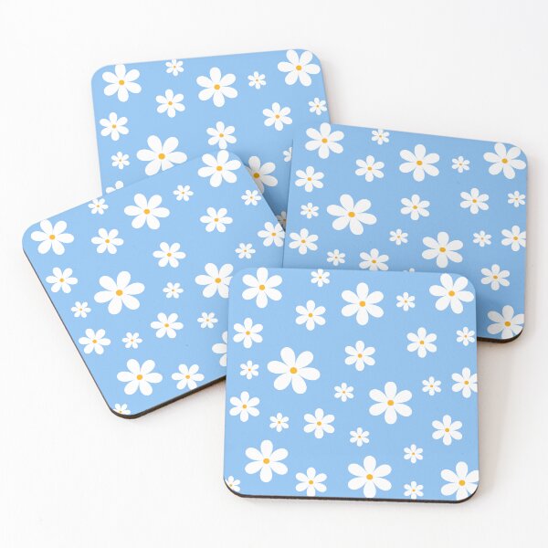 Item preview, White flowers pattern with blue background designed and sold by ElizabethCoelho.