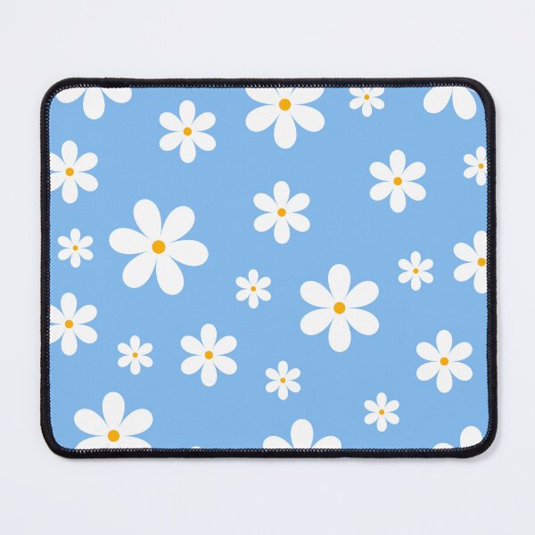Item preview, White flowers pattern with blue background designed and sold by ElizabethCoelho.