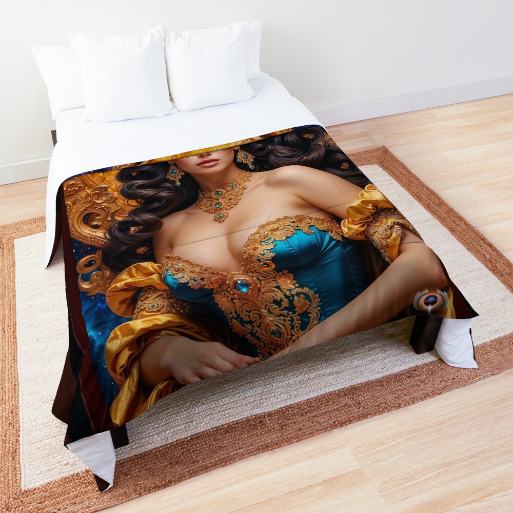 The Enchantress Of The Sun AI Concept Art by Xzendor7 - A Captivating Celestial Beauty 3 The Enchantress Of The Sun Mesmerizing AI Concept Art by Xzendor7 Decorative Comforter