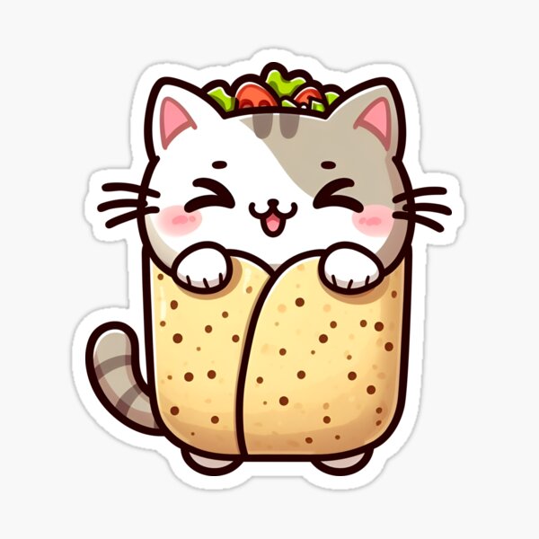 Burrito Cat Sticker for Sale by Delidream Redbubble