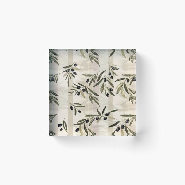 Item preview, Mediterranean Olive Branch Pattern, with Aesthetic Beige and Neutral Stripes, Black Olive Fruits, Militar Deep Green Leaves - Summer Tuscan Country Chic Style, Italian Countryside Estate Home Decor designed and sold by eluxyumdecor.
