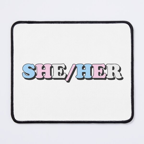Item preview, she/her trans pride flag pronouns designed and sold by wordswithfonts.
