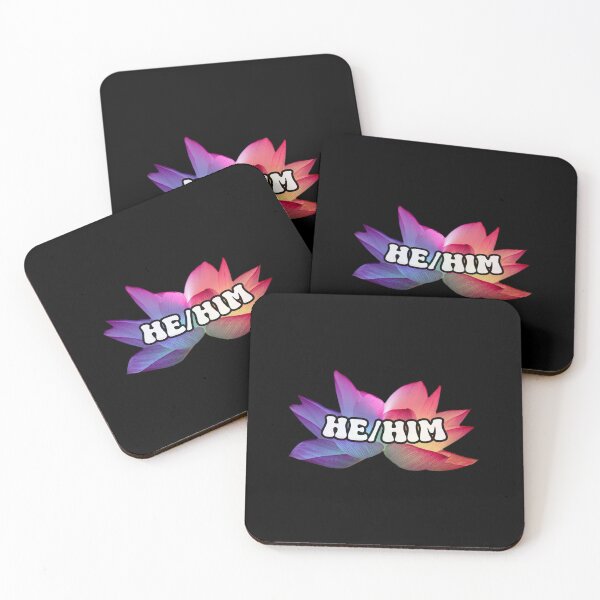Item preview, He/Him Pronouns Rainbow Lotus Flower designed and sold by FunnyGayGuy.
