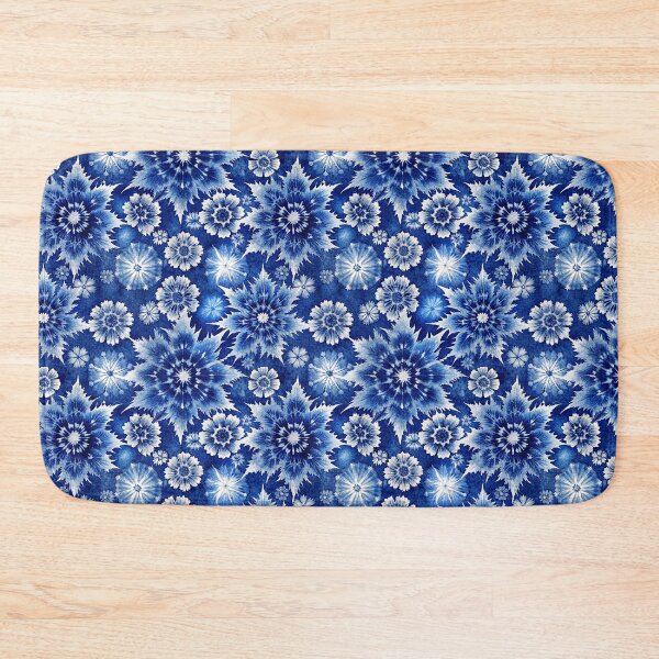 Item preview, Indigo blue snowflakes pattern, japanese shibori designed and sold by patterncrow.