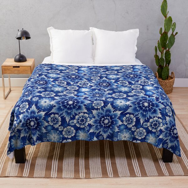 Item preview, Indigo blue snowflakes pattern, japanese shibori designed and sold by patterncrow.